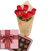 Фото товара 7 красных роз с конфетами в Умани