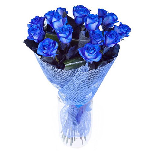 Фото товара 17 синих роз (крашеных) в Умани
