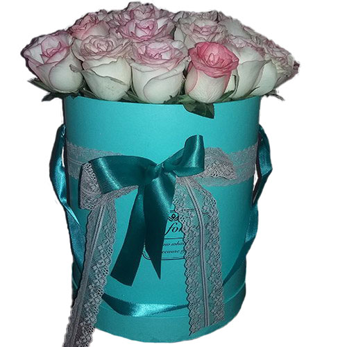 Фото товара 21 элитная розовая роза в коробке в Умани