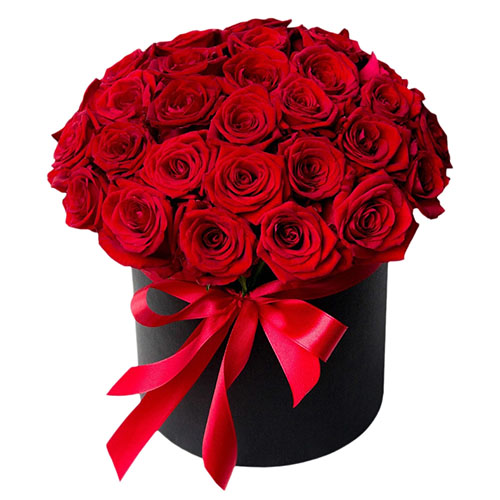 Фото товара 33 розы в шляпной коробке в Умани