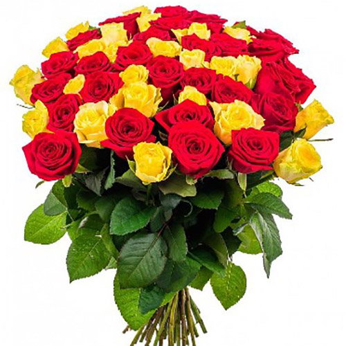 Фото товара 51 роза красная и желтая в Умани