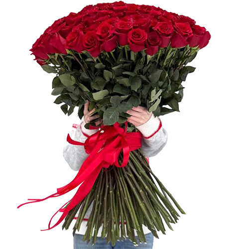 Фото товара 101 роза "Фридом" метровая в Умани